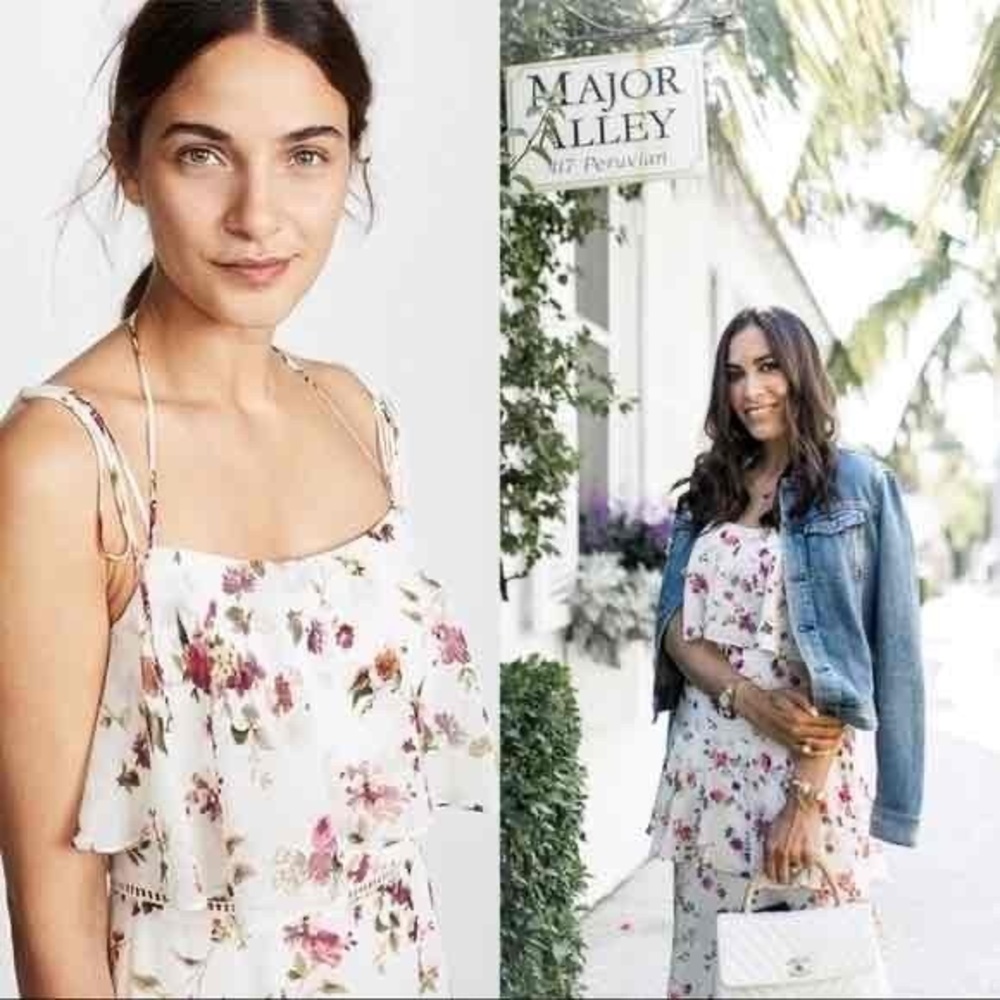 Wayf Imola Tiered Midi Maxi Dress White Floral Size XS fits Small Med NWOT - Picture 8 of 8